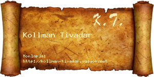 Kollman Tivadar névjegykártya